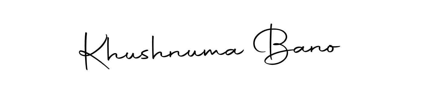How to make Khushnuma Bano name signature. Use Autography-DOLnW style for creating short signs online. This is the latest handwritten sign. Khushnuma Bano signature style 10 images and pictures png