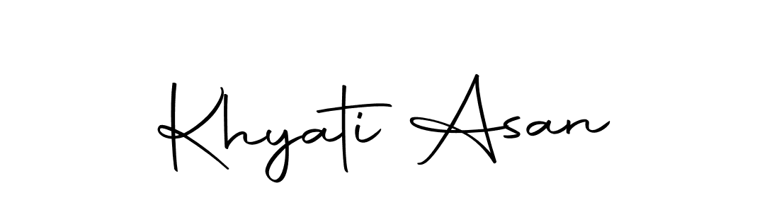The best way (Autography-DOLnW) to make a short signature is to pick only two or three words in your name. The name Khyati Asan include a total of six letters. For converting this name. Khyati Asan signature style 10 images and pictures png