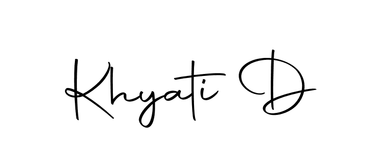 Use a signature maker to create a handwritten signature online. With this signature software, you can design (Autography-DOLnW) your own signature for name Khyati D. Khyati D signature style 10 images and pictures png