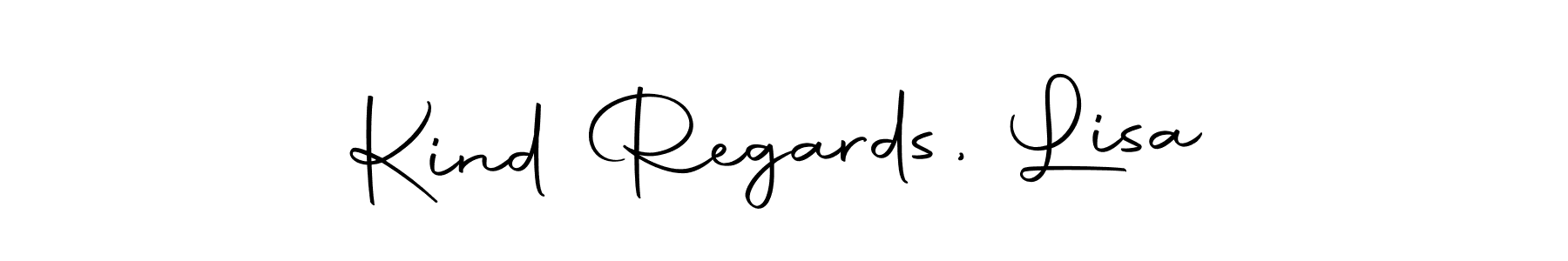 How to make Kind Regards, Lisa name signature. Use Autography-DOLnW style for creating short signs online. This is the latest handwritten sign. Kind Regards, Lisa signature style 10 images and pictures png