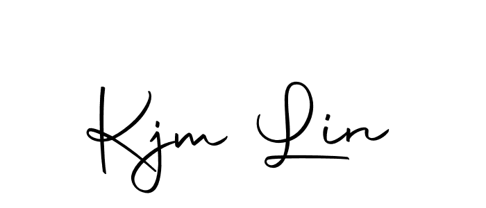 You should practise on your own different ways (Autography-DOLnW) to write your name (Kjm Lin) in signature. don't let someone else do it for you. Kjm Lin signature style 10 images and pictures png