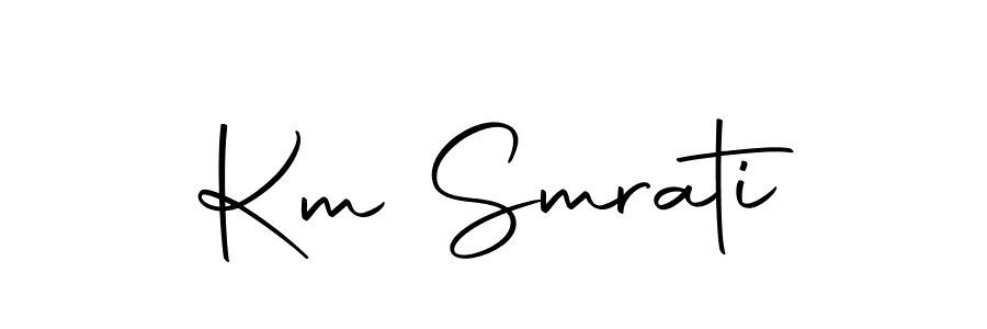 How to make Km Smrati name signature. Use Autography-DOLnW style for creating short signs online. This is the latest handwritten sign. Km Smrati signature style 10 images and pictures png