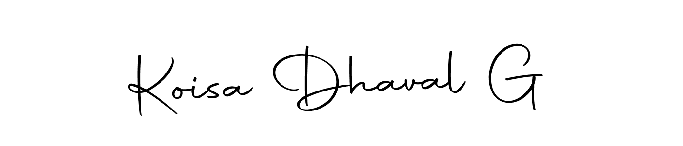 How to make Koisa Dhaval G name signature. Use Autography-DOLnW style for creating short signs online. This is the latest handwritten sign. Koisa Dhaval G signature style 10 images and pictures png