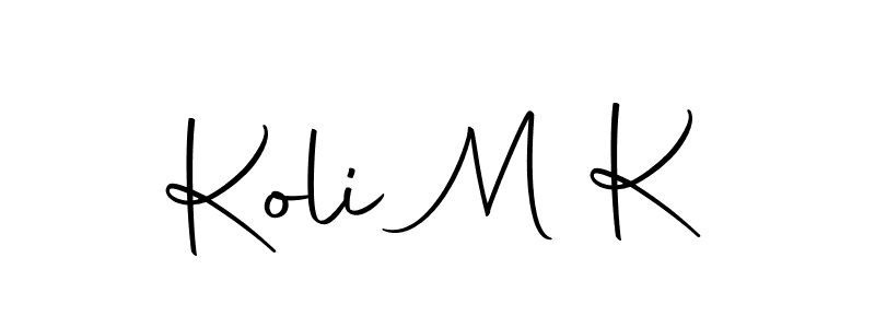 You should practise on your own different ways (Autography-DOLnW) to write your name (Koli M K) in signature. don't let someone else do it for you. Koli M K signature style 10 images and pictures png