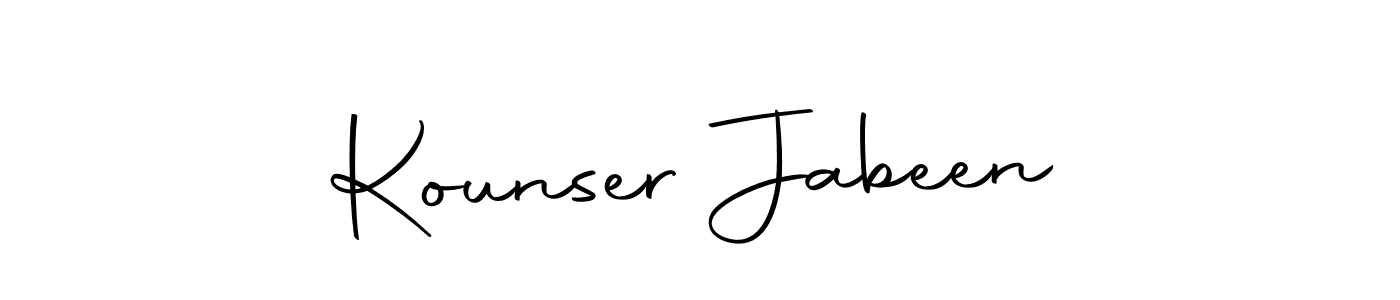 You can use this online signature creator to create a handwritten signature for the name Kounser Jabeen. This is the best online autograph maker. Kounser Jabeen signature style 10 images and pictures png