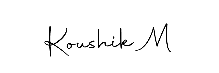 You should practise on your own different ways (Autography-DOLnW) to write your name (Koushik M) in signature. don't let someone else do it for you. Koushik M signature style 10 images and pictures png