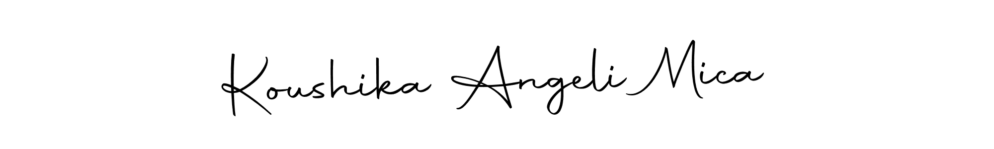 You should practise on your own different ways (Autography-DOLnW) to write your name (Koushika Angeli Mica) in signature. don't let someone else do it for you. Koushika Angeli Mica signature style 10 images and pictures png