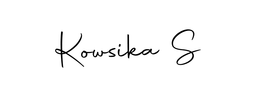 How to make Kowsika S name signature. Use Autography-DOLnW style for creating short signs online. This is the latest handwritten sign. Kowsika S signature style 10 images and pictures png