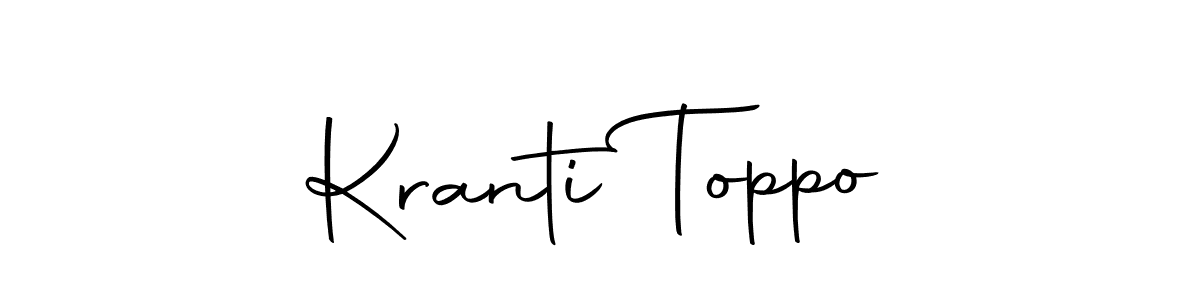 How to make Kranti Toppo name signature. Use Autography-DOLnW style for creating short signs online. This is the latest handwritten sign. Kranti Toppo signature style 10 images and pictures png