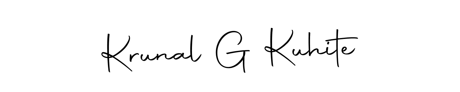 Autography-DOLnW is a professional signature style that is perfect for those who want to add a touch of class to their signature. It is also a great choice for those who want to make their signature more unique. Get Krunal G Kuhite name to fancy signature for free. Krunal G Kuhite signature style 10 images and pictures png