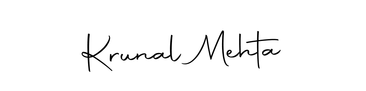 How to make Krunal Mehta name signature. Use Autography-DOLnW style for creating short signs online. This is the latest handwritten sign. Krunal Mehta signature style 10 images and pictures png