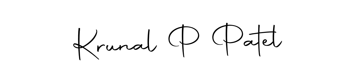 Create a beautiful signature design for name Krunal P Patel. With this signature (Autography-DOLnW) fonts, you can make a handwritten signature for free. Krunal P Patel signature style 10 images and pictures png