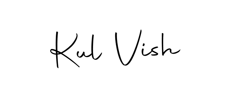 How to make Kul Vish name signature. Use Autography-DOLnW style for creating short signs online. This is the latest handwritten sign. Kul Vish signature style 10 images and pictures png