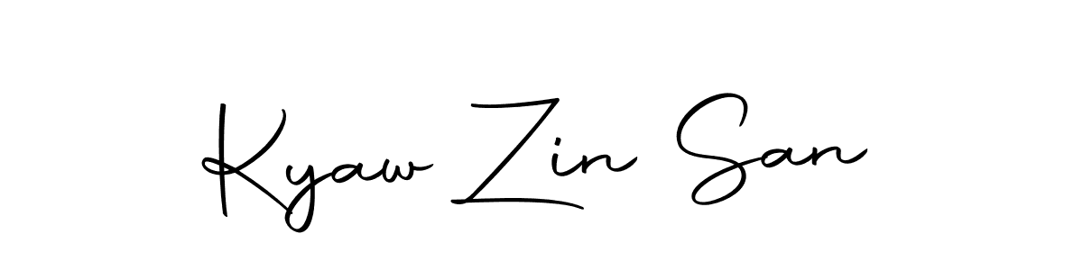 Use a signature maker to create a handwritten signature online. With this signature software, you can design (Autography-DOLnW) your own signature for name Kyaw Zin San. Kyaw Zin San signature style 10 images and pictures png