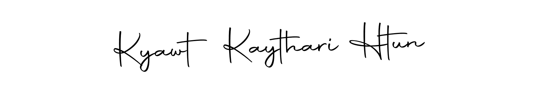 How to make Kyawt Kaythari Htun name signature. Use Autography-DOLnW style for creating short signs online. This is the latest handwritten sign. Kyawt Kaythari Htun signature style 10 images and pictures png