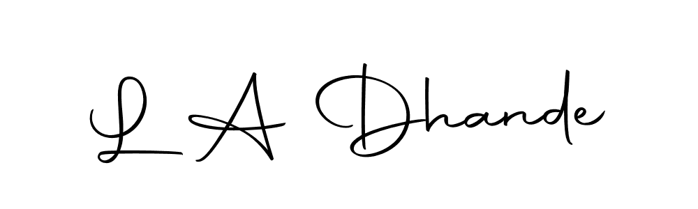 You can use this online signature creator to create a handwritten signature for the name L A Dhande. This is the best online autograph maker. L A Dhande signature style 10 images and pictures png