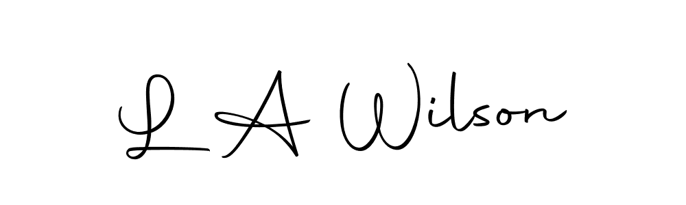 How to make L A Wilson name signature. Use Autography-DOLnW style for creating short signs online. This is the latest handwritten sign. L A Wilson signature style 10 images and pictures png