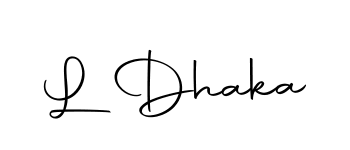 Use a signature maker to create a handwritten signature online. With this signature software, you can design (Autography-DOLnW) your own signature for name L Dhaka. L Dhaka signature style 10 images and pictures png