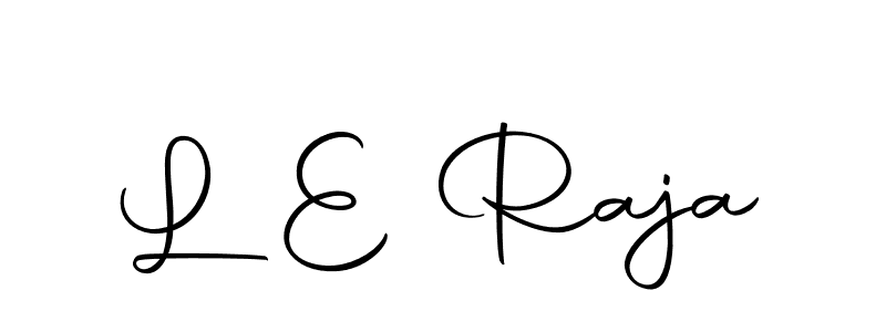 How to make L E Raja name signature. Use Autography-DOLnW style for creating short signs online. This is the latest handwritten sign. L E Raja signature style 10 images and pictures png