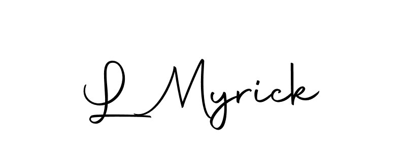 How to make L Myrick name signature. Use Autography-DOLnW style for creating short signs online. This is the latest handwritten sign. L Myrick signature style 10 images and pictures png