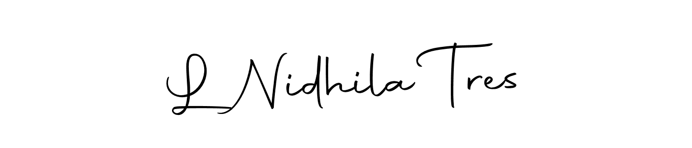The best way (Autography-DOLnW) to make a short signature is to pick only two or three words in your name. The name L Nidhila Tres include a total of six letters. For converting this name. L Nidhila Tres signature style 10 images and pictures png