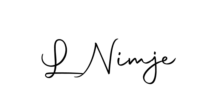 How to make L Nimje name signature. Use Autography-DOLnW style for creating short signs online. This is the latest handwritten sign. L Nimje signature style 10 images and pictures png