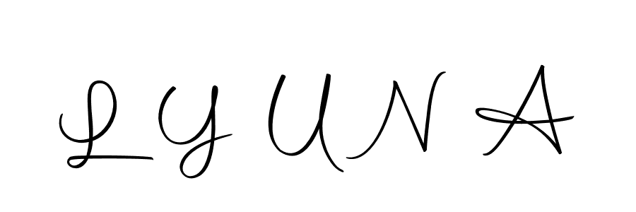 Make a beautiful signature design for name L Y U N A. With this signature (Autography-DOLnW) style, you can create a handwritten signature for free. L Y U N A signature style 10 images and pictures png