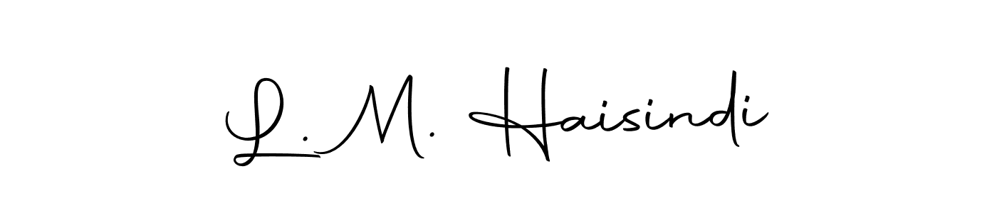 The best way (Autography-DOLnW) to make a short signature is to pick only two or three words in your name. The name L. M. Haisindi include a total of six letters. For converting this name. L. M. Haisindi signature style 10 images and pictures png