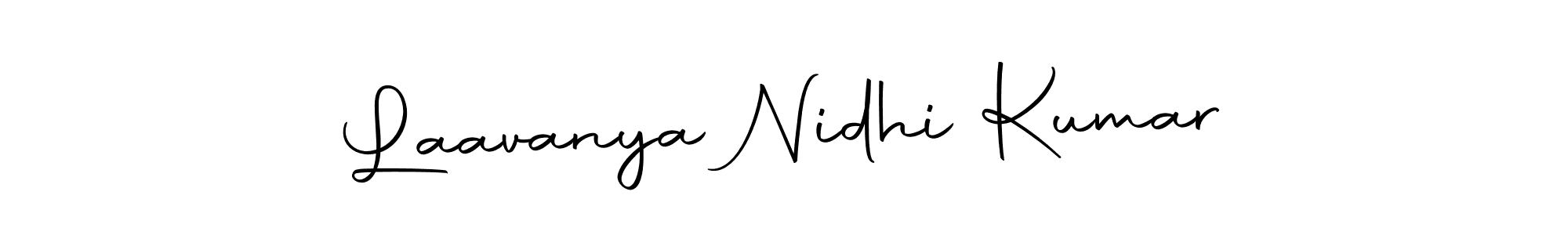 How to make Laavanya Nidhi Kumar name signature. Use Autography-DOLnW style for creating short signs online. This is the latest handwritten sign. Laavanya Nidhi Kumar signature style 10 images and pictures png