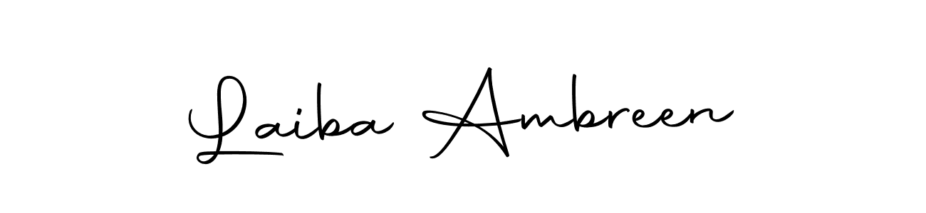 How to make Laiba Ambreen name signature. Use Autography-DOLnW style for creating short signs online. This is the latest handwritten sign. Laiba Ambreen signature style 10 images and pictures png