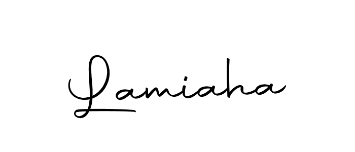 You should practise on your own different ways (Autography-DOLnW) to write your name (Lamiaha) in signature. don't let someone else do it for you. Lamiaha signature style 10 images and pictures png
