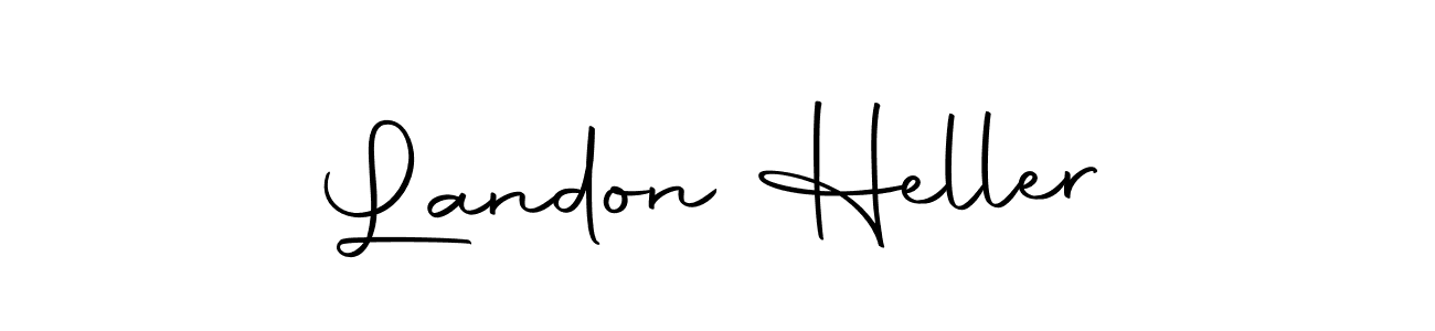 How to make Landon Heller name signature. Use Autography-DOLnW style for creating short signs online. This is the latest handwritten sign. Landon Heller signature style 10 images and pictures png