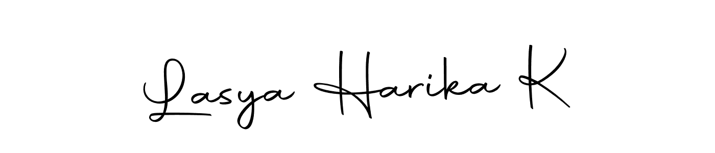 How to make Lasya Harika K name signature. Use Autography-DOLnW style for creating short signs online. This is the latest handwritten sign. Lasya Harika K signature style 10 images and pictures png