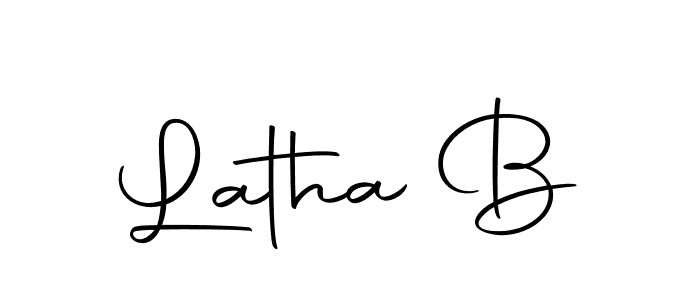 The best way (Autography-DOLnW) to make a short signature is to pick only two or three words in your name. The name Latha B include a total of six letters. For converting this name. Latha B signature style 10 images and pictures png