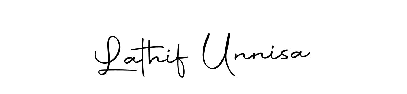 How to make Lathif Unnisa name signature. Use Autography-DOLnW style for creating short signs online. This is the latest handwritten sign. Lathif Unnisa signature style 10 images and pictures png