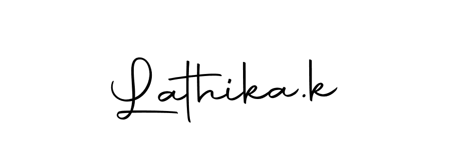 Design your own signature with our free online signature maker. With this signature software, you can create a handwritten (Autography-DOLnW) signature for name Lathika.k. Lathika.k signature style 10 images and pictures png