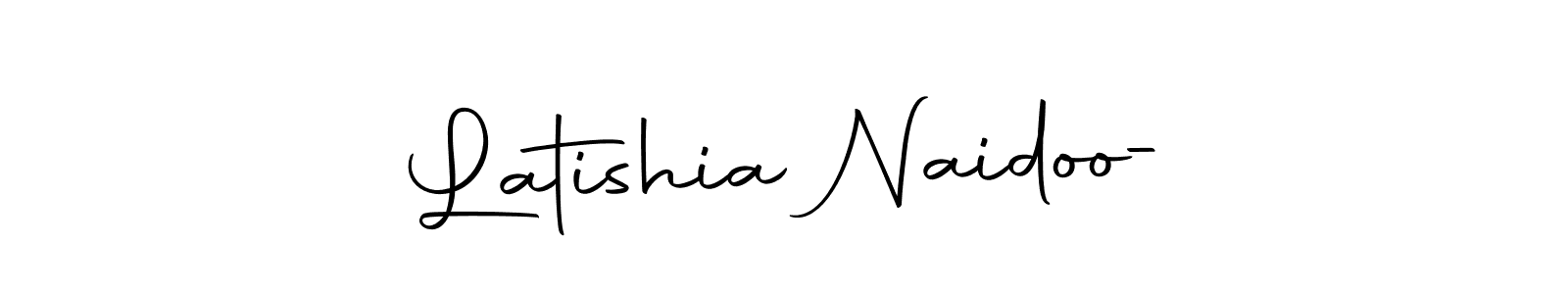 You can use this online signature creator to create a handwritten signature for the name Latishia Naidoo-. This is the best online autograph maker. Latishia Naidoo- signature style 10 images and pictures png