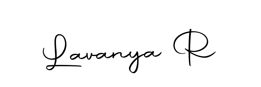 How to make Lavanya R name signature. Use Autography-DOLnW style for creating short signs online. This is the latest handwritten sign. Lavanya R signature style 10 images and pictures png