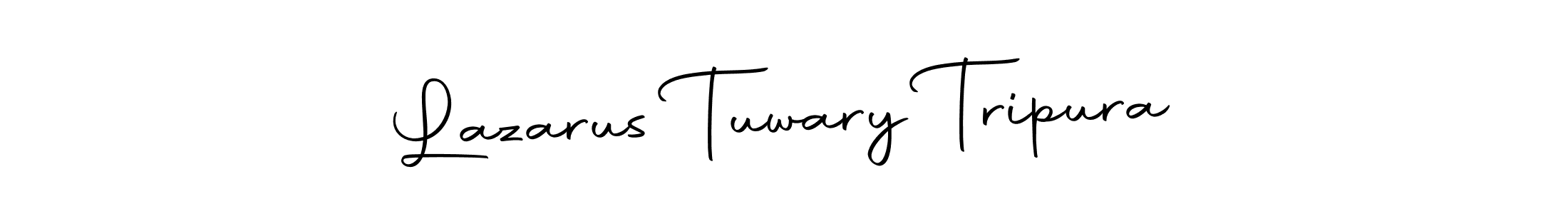 How to make Lazarus Tuwary Tripura name signature. Use Autography-DOLnW style for creating short signs online. This is the latest handwritten sign. Lazarus Tuwary Tripura signature style 10 images and pictures png