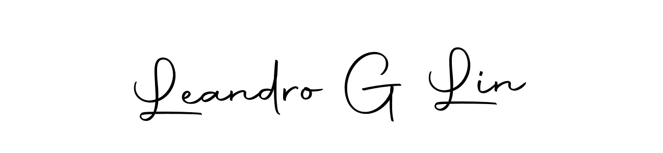 How to make Leandro G Lin name signature. Use Autography-DOLnW style for creating short signs online. This is the latest handwritten sign. Leandro G Lin signature style 10 images and pictures png