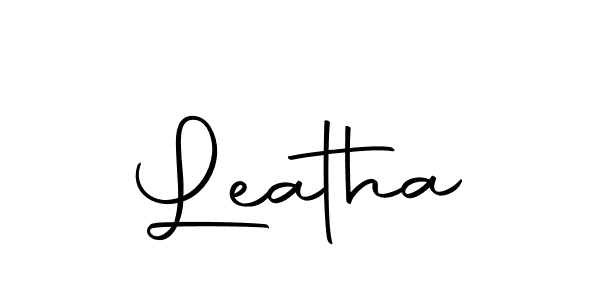 How to make Leatha name signature. Use Autography-DOLnW style for creating short signs online. This is the latest handwritten sign. Leatha signature style 10 images and pictures png