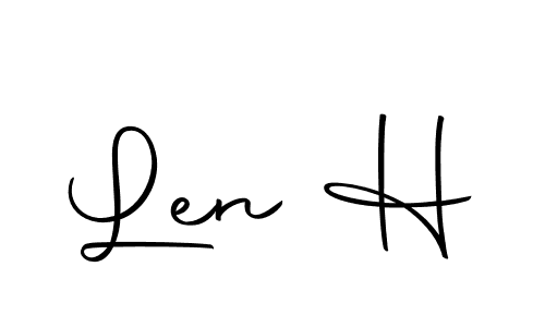 How to make Len H name signature. Use Autography-DOLnW style for creating short signs online. This is the latest handwritten sign. Len H signature style 10 images and pictures png