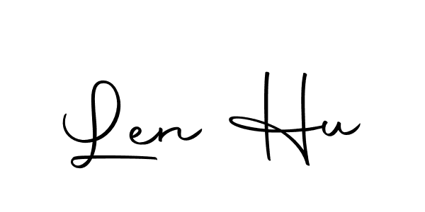 How to make Len Hu name signature. Use Autography-DOLnW style for creating short signs online. This is the latest handwritten sign. Len Hu signature style 10 images and pictures png
