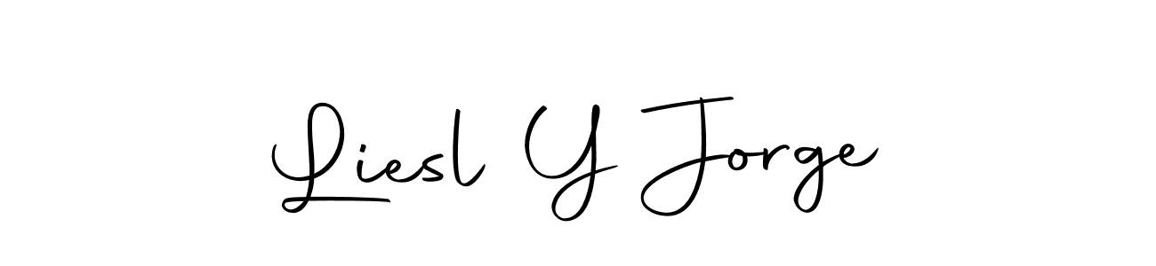 How to make Liesl Y Jorge name signature. Use Autography-DOLnW style for creating short signs online. This is the latest handwritten sign. Liesl Y Jorge signature style 10 images and pictures png