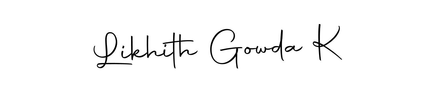 You can use this online signature creator to create a handwritten signature for the name Likhith Gowda K. This is the best online autograph maker. Likhith Gowda K signature style 10 images and pictures png