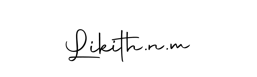 How to make Likith.n.m name signature. Use Autography-DOLnW style for creating short signs online. This is the latest handwritten sign. Likith.n.m signature style 10 images and pictures png