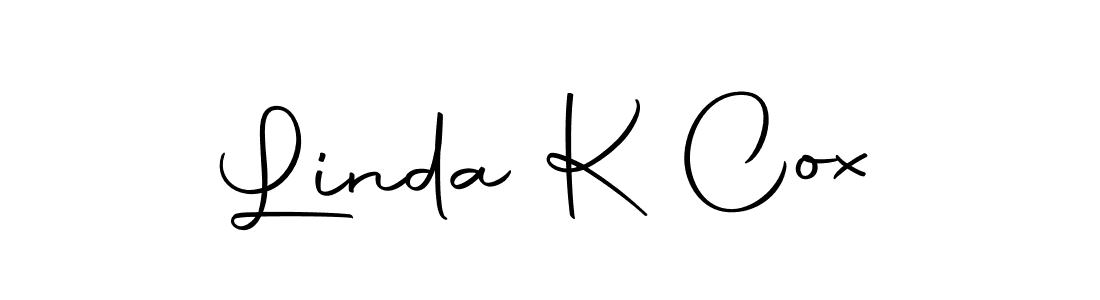 How to make Linda K Cox name signature. Use Autography-DOLnW style for creating short signs online. This is the latest handwritten sign. Linda K Cox signature style 10 images and pictures png
