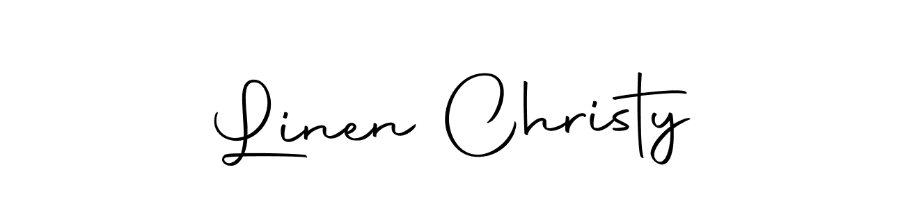 How to make Linen Christy name signature. Use Autography-DOLnW style for creating short signs online. This is the latest handwritten sign. Linen Christy signature style 10 images and pictures png