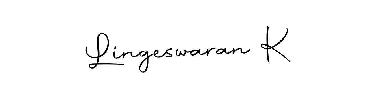 Use a signature maker to create a handwritten signature online. With this signature software, you can design (Autography-DOLnW) your own signature for name Lingeswaran K. Lingeswaran K signature style 10 images and pictures png