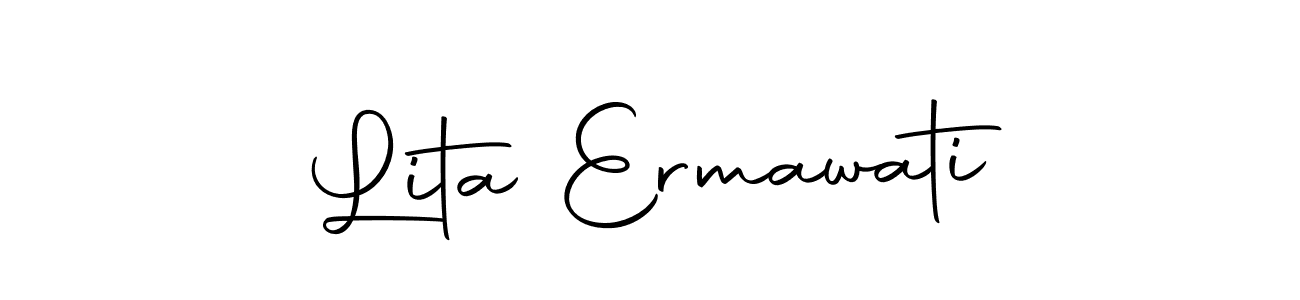 How to make Lita Ermawati name signature. Use Autography-DOLnW style for creating short signs online. This is the latest handwritten sign. Lita Ermawati signature style 10 images and pictures png